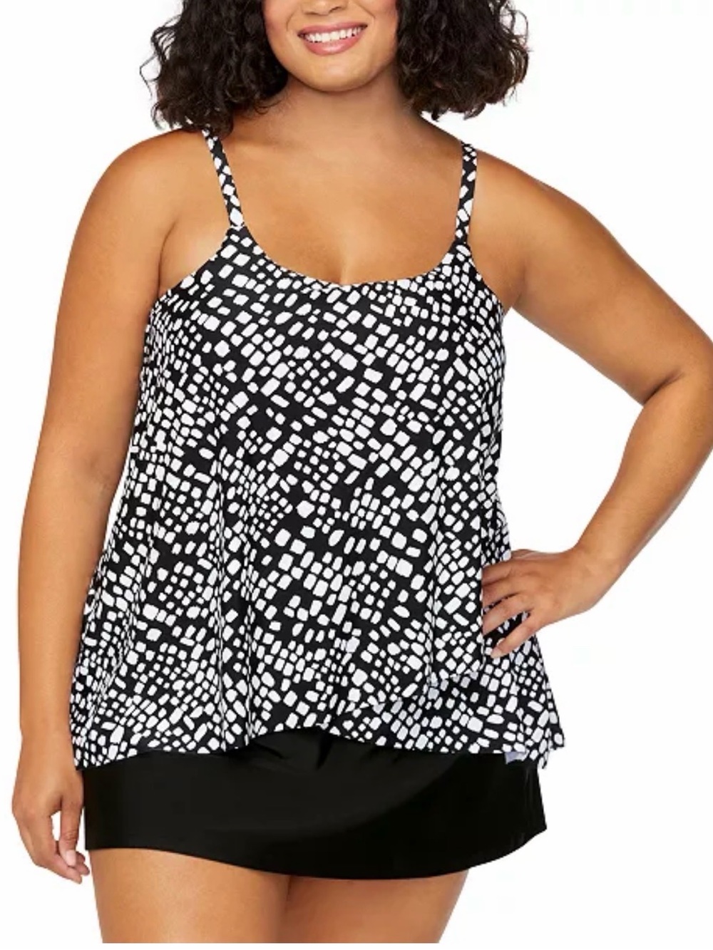 Island Escape Plus Size Cape Town Printed Tankini Top Size 18W